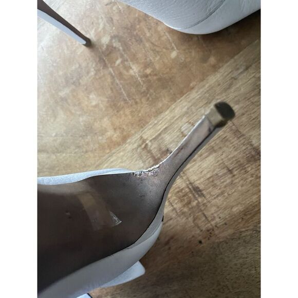 Burberry Italy White Leather Peep Toe Slouch Booties Stiletto Heels - Picture 14 of 15